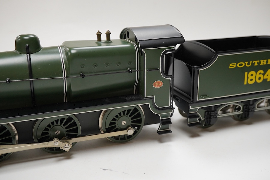 A boxed Bassett-Lowke by Corgi 0 gauge tinplate Southern Railway Maunsell N class 2-6-0 tender locomotive, 1864, in green livery, a special limited release, with option for two or three rail running, with instruction lea
